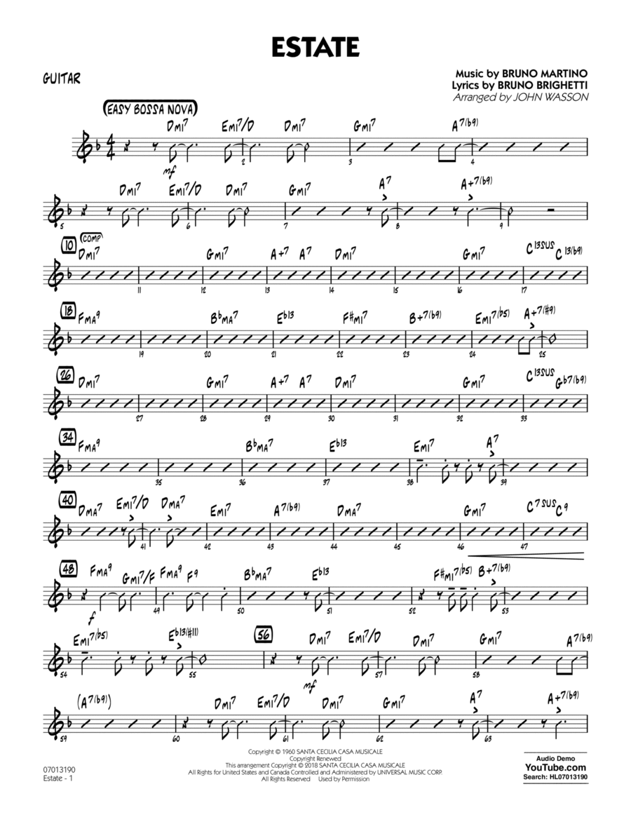 Estate - Guitar Part scores gallery preview page 1