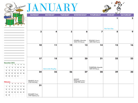 2016 Faber Piano Adventures Calendar