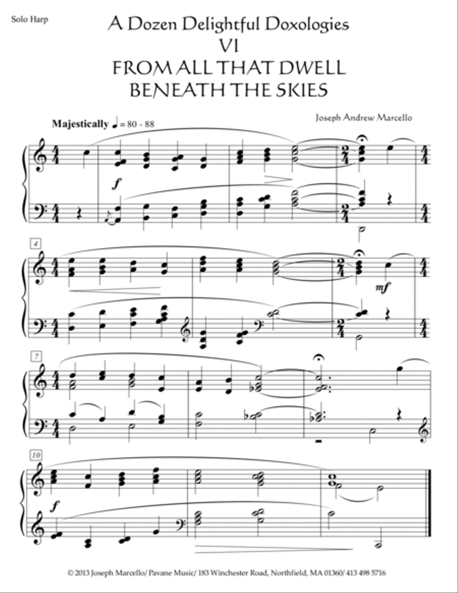 Delightful Doxology VI - 'From All That Dwell Beneath the Skies' - Harp Harp scores gallery preview page 2