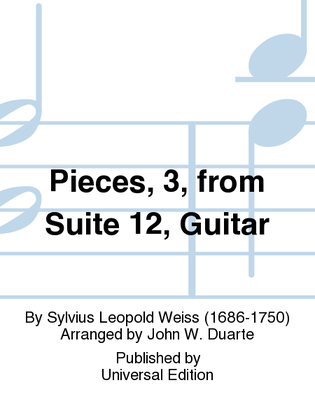 Book cover for Pieces, 3, From Suite 12, Guitar