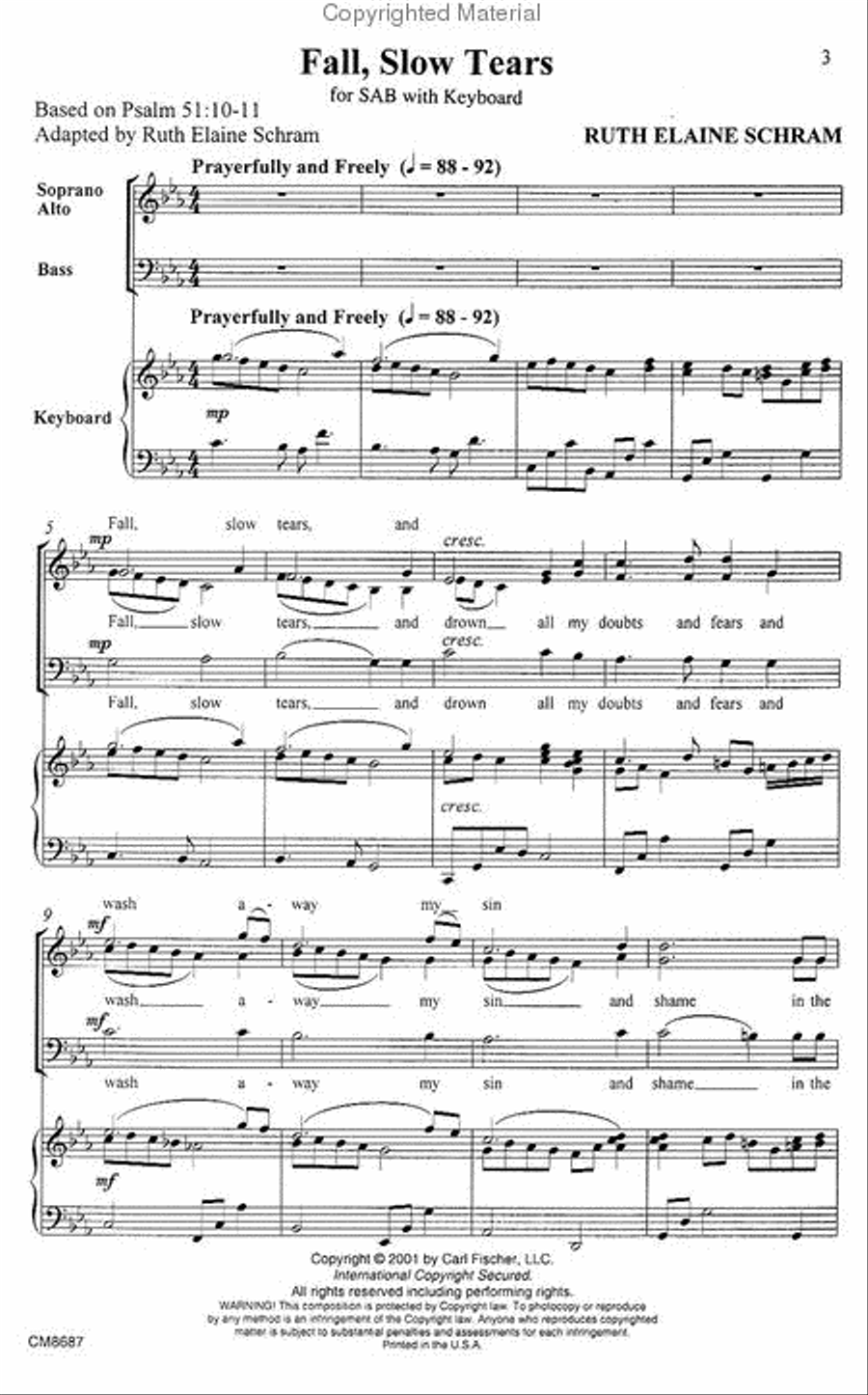 Fall, Slow Tears Fall, Slow Tears 3-Part scores gallery preview page 2