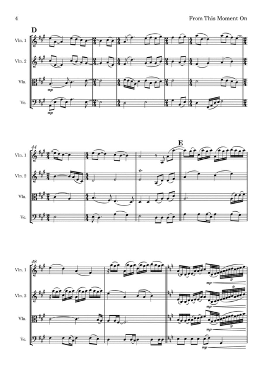 From This Moment On String Quartet scores gallery preview page 4