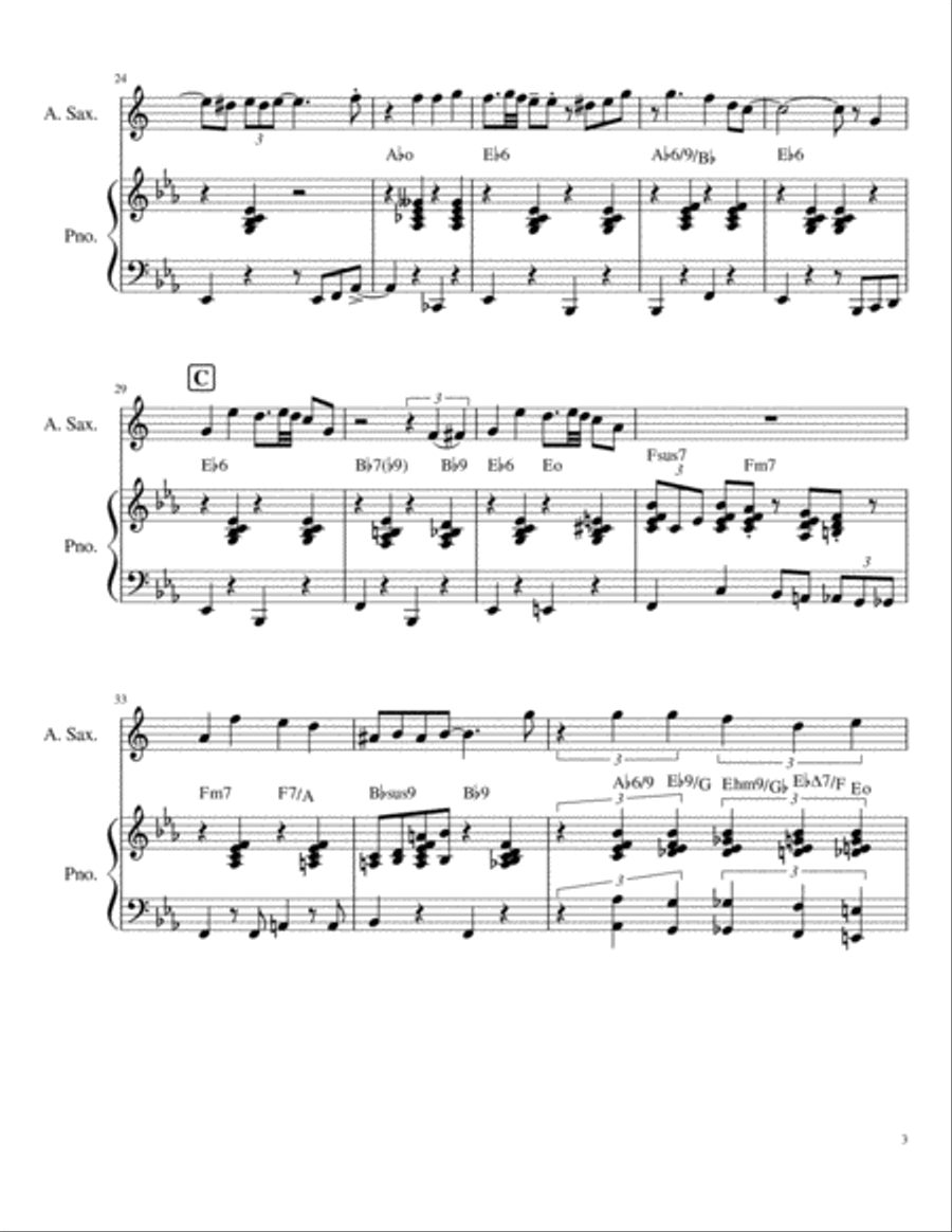 Jazzy Jingle Bells for Eb Saxophone and Piano Woodwind Duet scores gallery preview page 4
