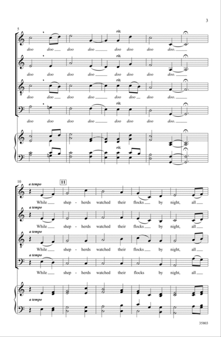 While Shepherds Watched Their Flocks 4-Part scores gallery preview page 2