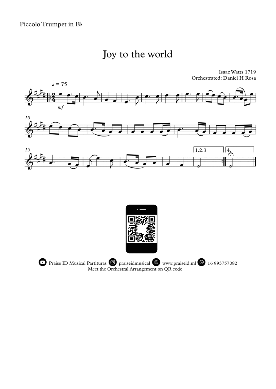Joy to the world - Christmas Carol - Piccolo Trumpet Piccolo Trumpet scores gallery preview page 1
