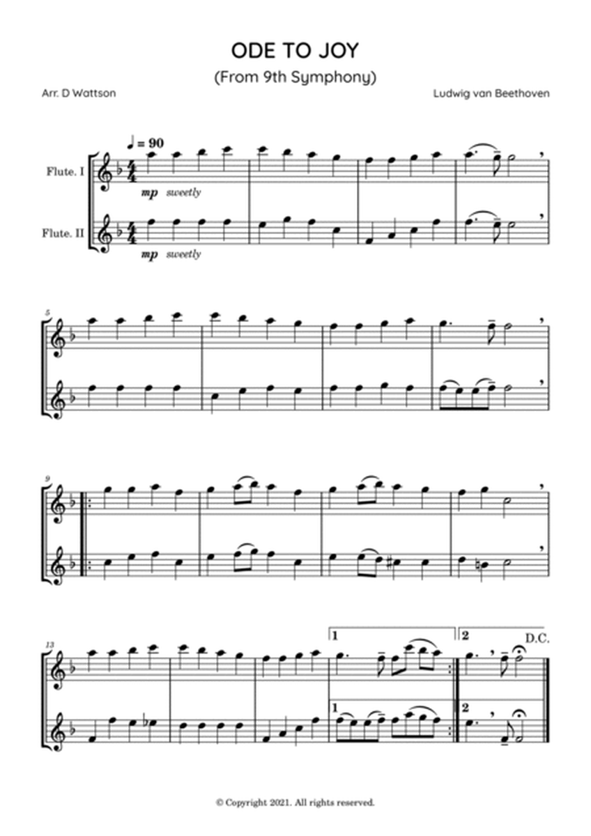 Ode to Joy sheet music for Flute Duet image number null