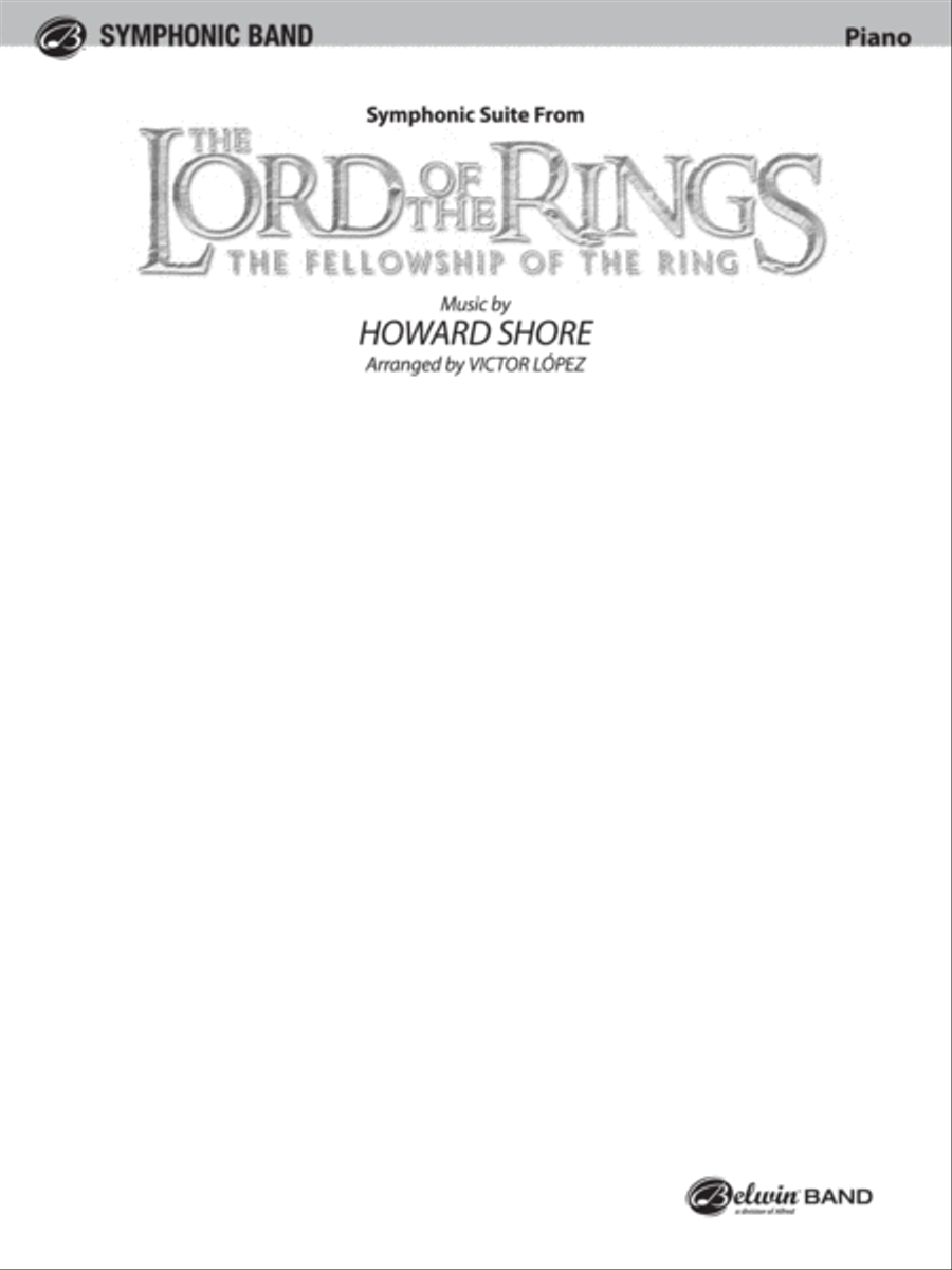 The Lord of the Rings: The Fellowship of the Ring, Symphonic Suite from: Piano Accompaniment