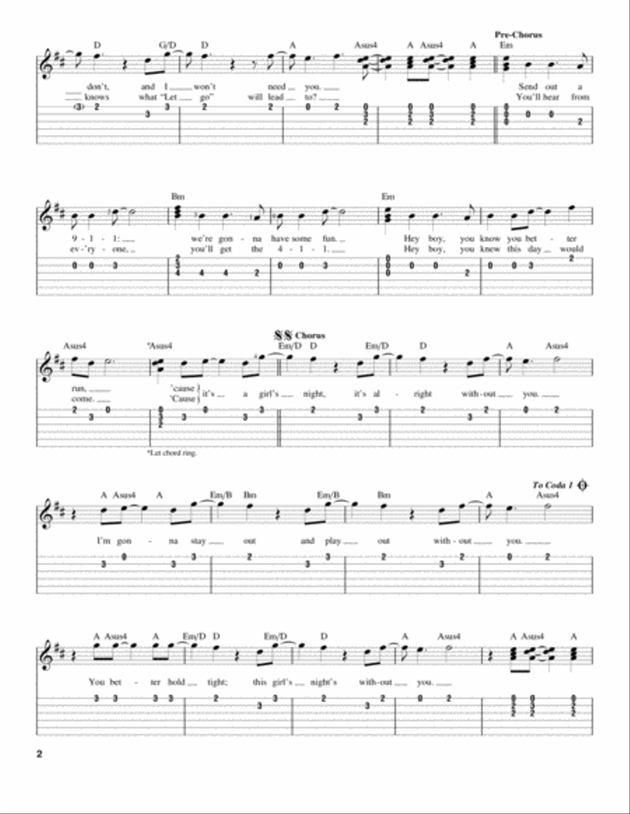 G.N.O. (Girl's Night Out) Acoustic Guitar scores gallery preview page 2