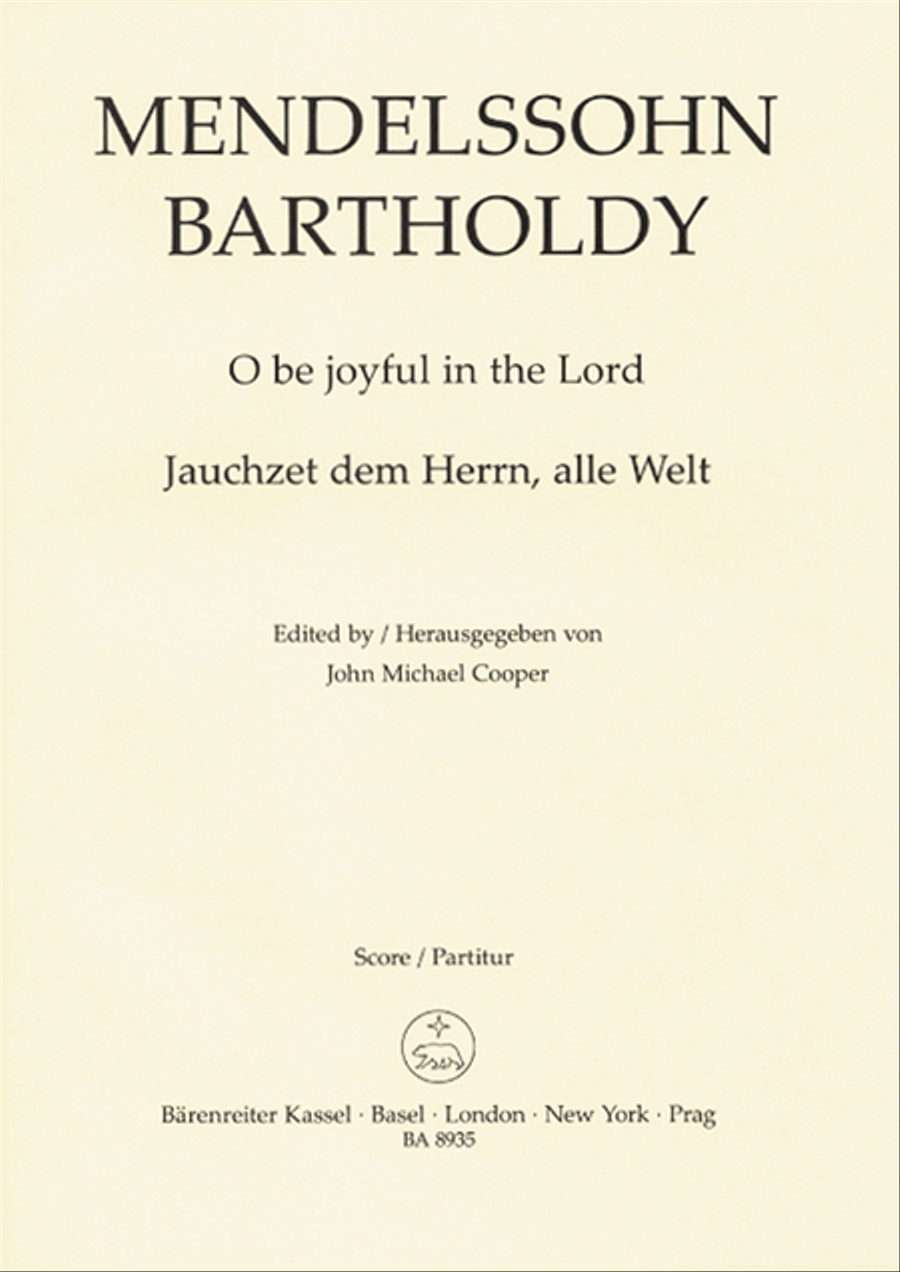 Book cover for O be joyful in the Lord, op. 69