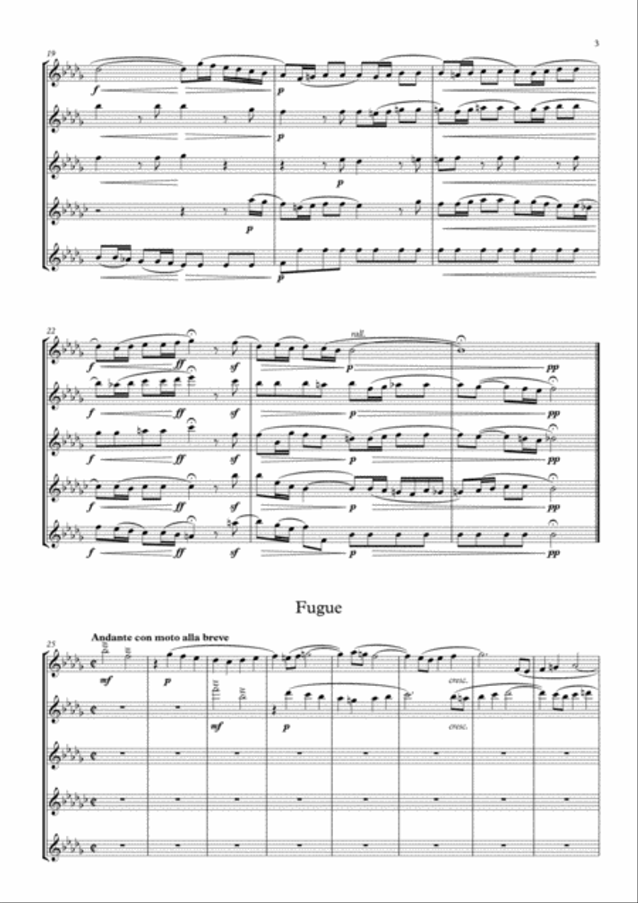 Prelude and Fugue BWV 867 arranged for Flute Quintet Woodwind Quintet scores gallery preview page 5