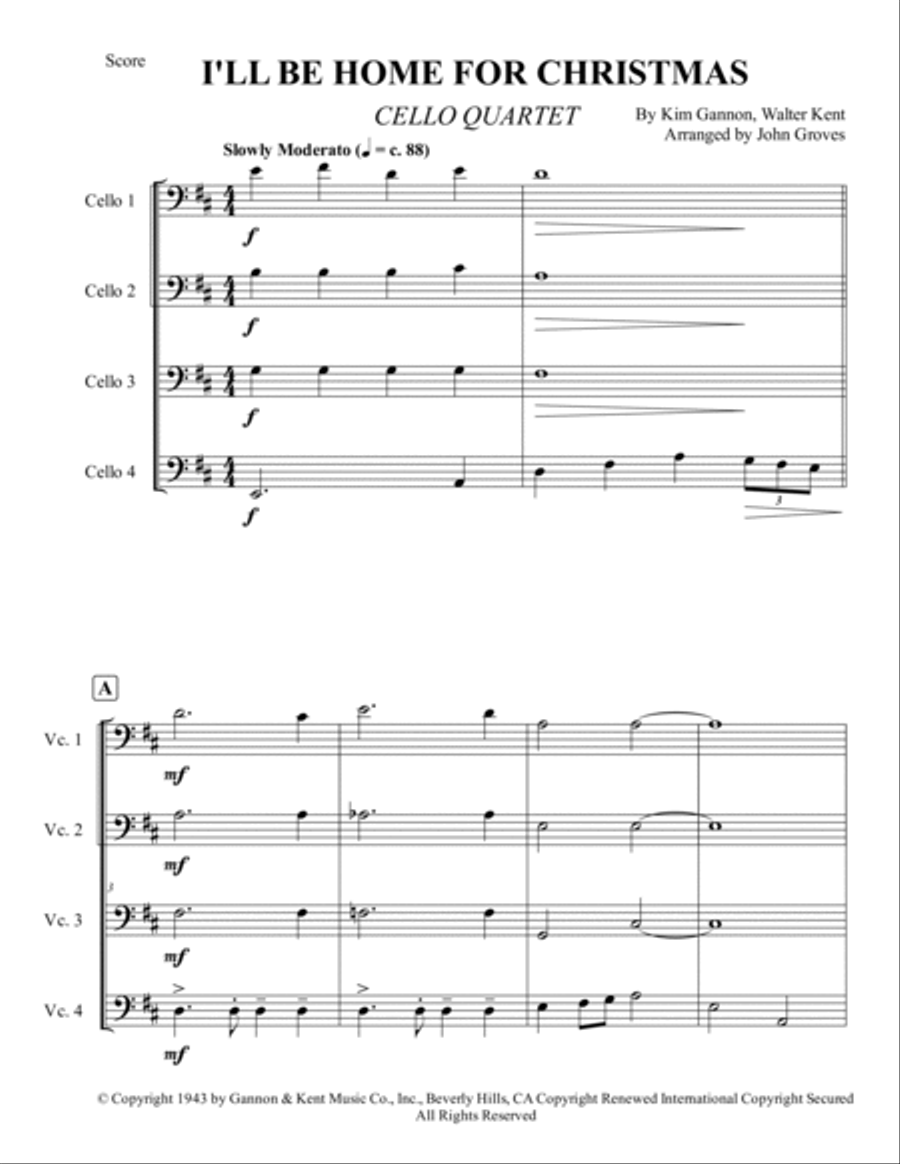 I'll Be Home For Christmas String Quartet scores gallery preview page 2