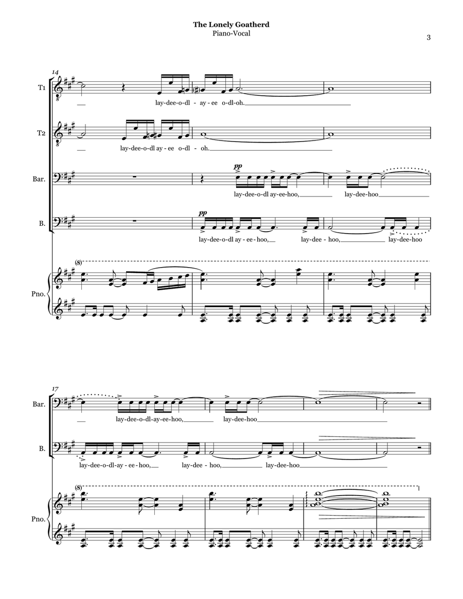 The Lonely Goatherd from the Sound of Music TTBB scores gallery preview page 3
