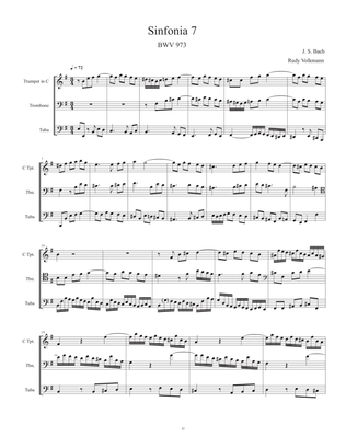 Sinfonia 7, J. S. Bach, adapted for C trumpet, Trombone, and Tuba