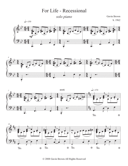 For Life - Recessional for Solo Piano image number null