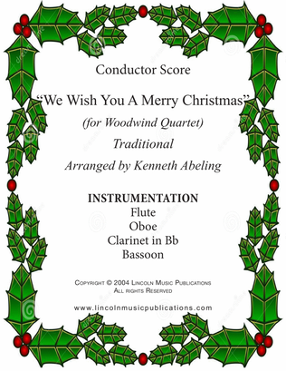Book cover for We Wish You a Merry Christmas (for Woodwind Quartet)