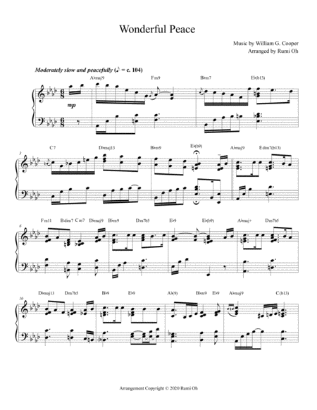 WONDERFUL PEACE (Hymn Arrangement for Advanced Solo Piano) image number null