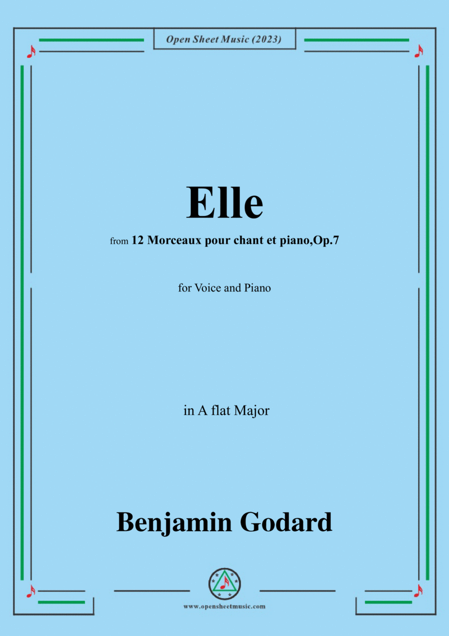 B. Godard-Elle,Op.7 No.10,from '12 Morceaux pour chant et piano,Op.7',in A flat Major Voice scores gallery preview page 1