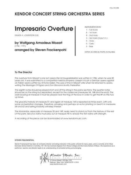 Impresario Overture - Conductor Score (Full Score)