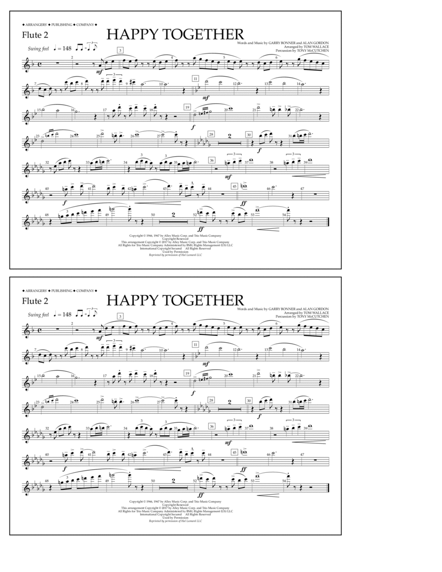 Happy Together - Flute 2 Flute scores gallery preview page 1