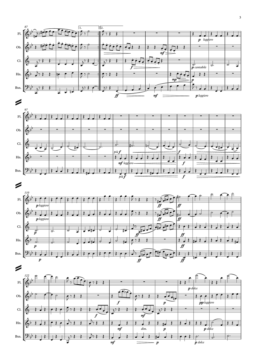 Tchaikovsky: Sleeping Beauty Suite Op.66a No.5 Valse (Waltz) - wind quintet Woodwind Quintet scores gallery preview page 3