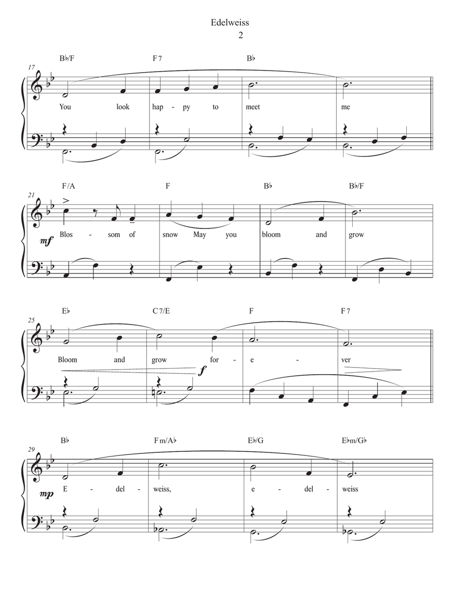 Edelweiss Piano Solo scores gallery preview page 2