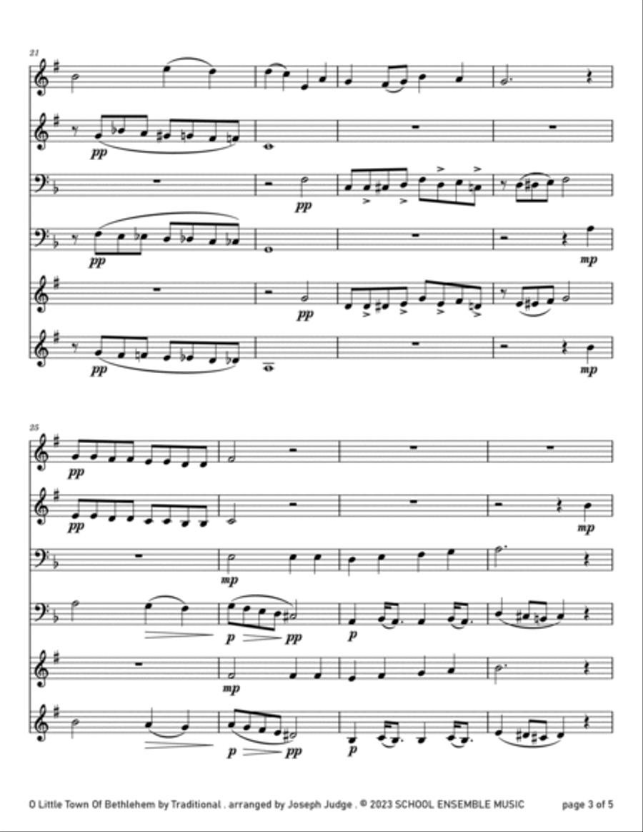 O Little Town Of Bethlehem for Brass Quartet in School Brass Quartet scores gallery preview page 3