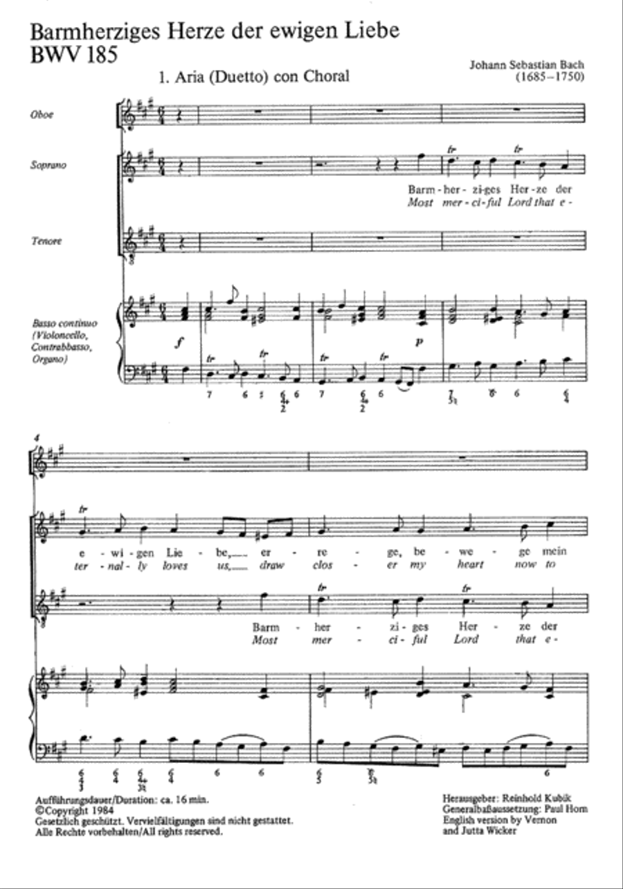 Most merciful Lord that eternally loves us (Barmherziges Herze der ewigen Liebe) 4-Part scores gallery preview page 1