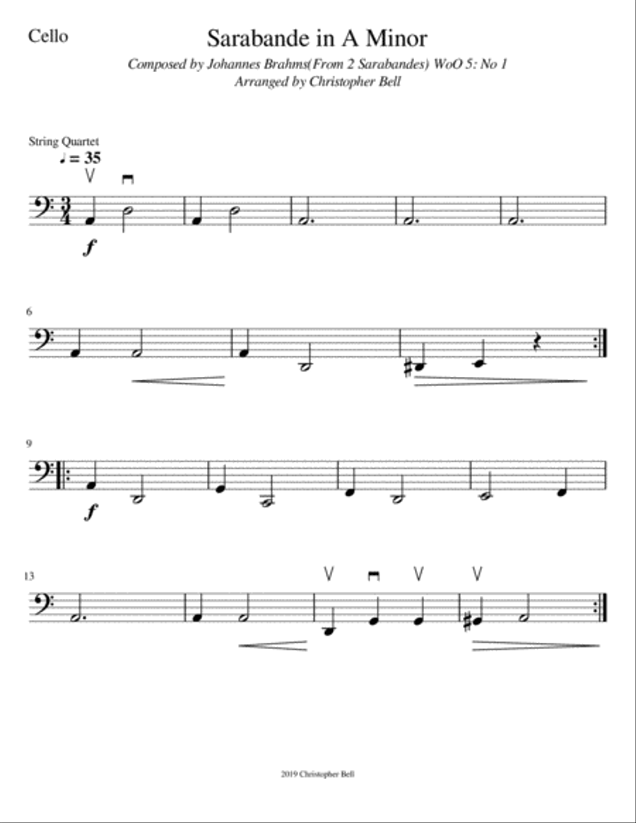 2 Sarabandes - Johannes Brahms - String Quartet String Quartet scores gallery preview page 6
