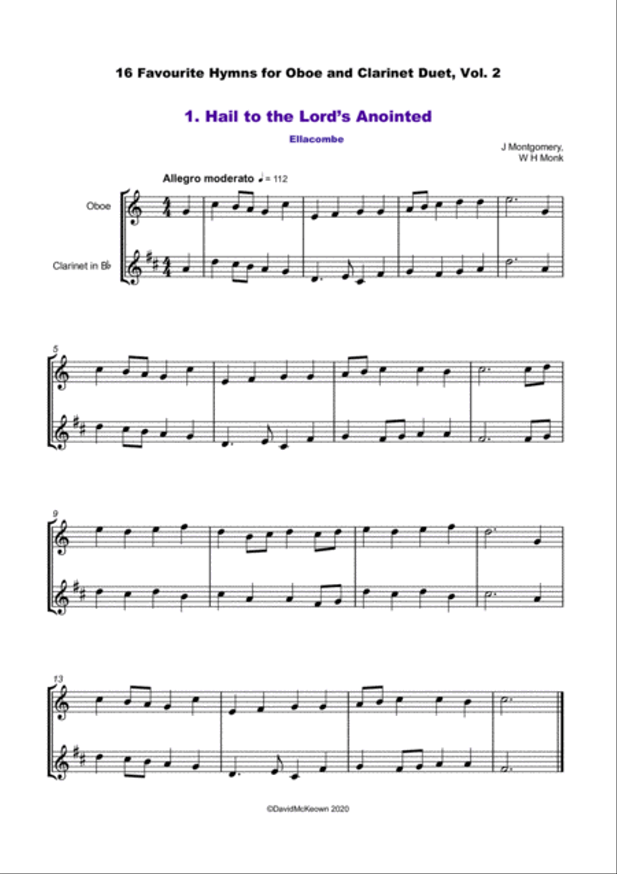 16 Favourite Hymns Vol.2 for Oboe and Clarinet Duet Woodwind Duet scores gallery preview page 2