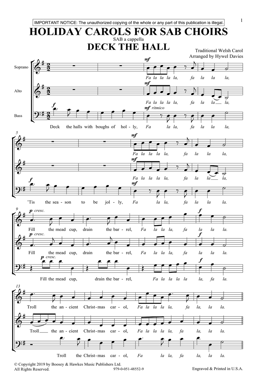 Holiday Carols for SAB Choirs 3-Part scores gallery preview page 1
