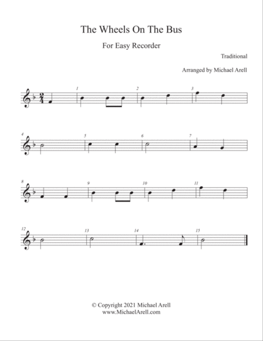 The Wheels On The Bus--Easy Recorder Small Ensemble scores gallery preview page 2