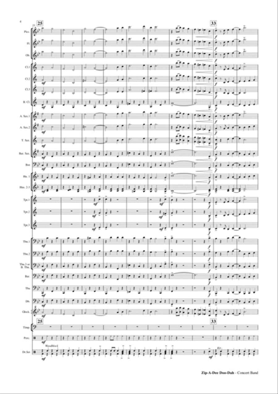 Zip-a-dee-doo-dah Concert Band scores gallery preview page 5