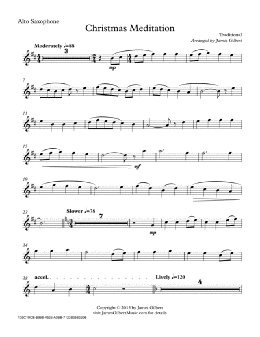 Christmas Meditation Alto Saxophone scores gallery preview page 6