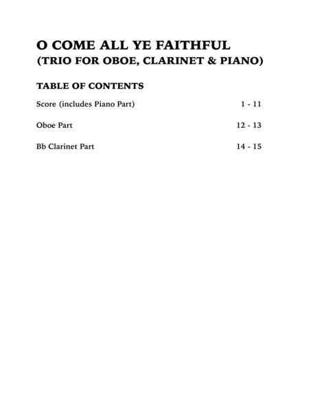 O Come All Ye Faithful (Trio for Oboe, Clarinet and Piano) image number null