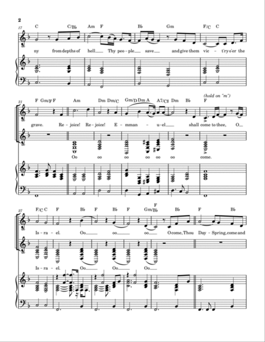 O Come O Come Piano, Vocal, Guitar scores gallery preview page 3