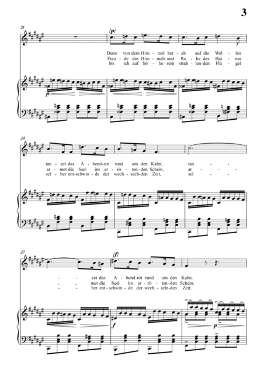 Schubert-Auf dem Wasser zu singen in#F for Vocal and Piano Voice scores gallery preview page 4