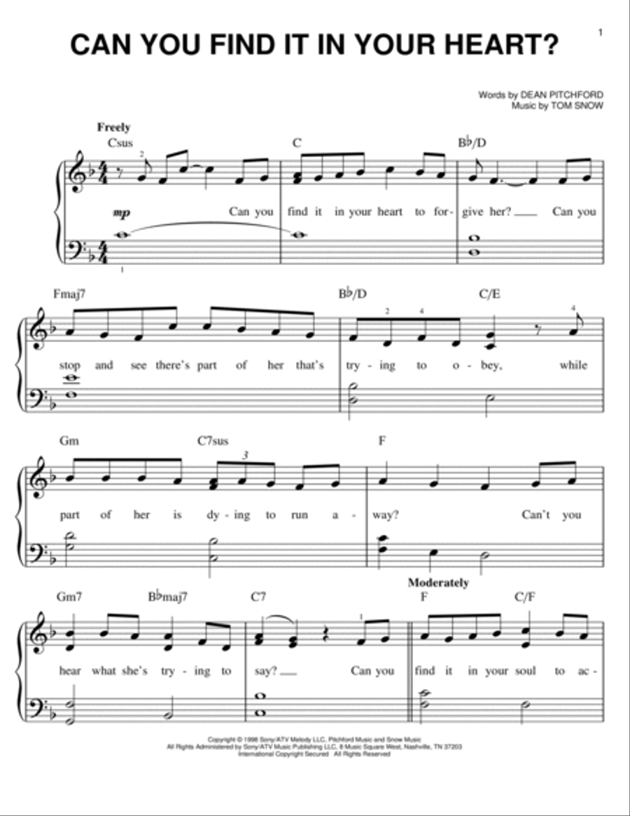Can You Find It In Your Heart? Voice scores gallery preview page 1