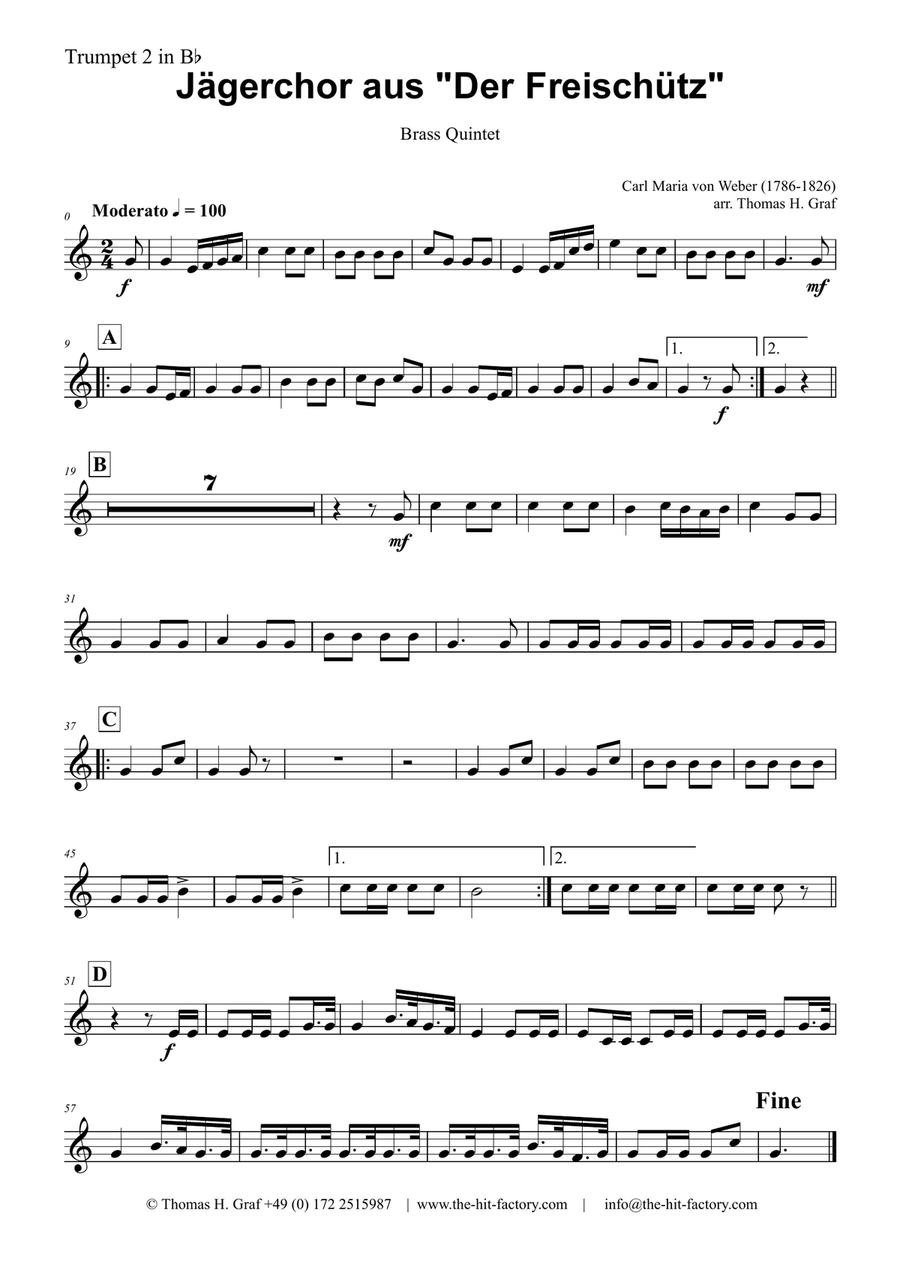 Jaegerchor - Der Freischuetz C.M.Weber - Brass Quintet Brass Quintet scores gallery preview page 4