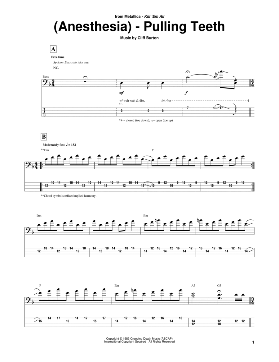 (Anesthesia) - Pulling Teeth Guitar Tablature scores gallery preview page 1