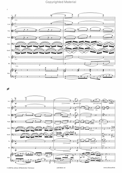 Konzert B-Dur in einem Satz fur zwei Violinen, zwei Bratschen , zwei Gamben, Violoncello, Kontrabass und Klavier op. 42