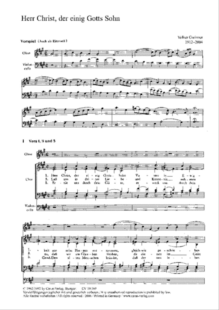 The only Son from Heaven (Herr Christ, der einig Gotts Sohn) 4-Part scores gallery preview page 1