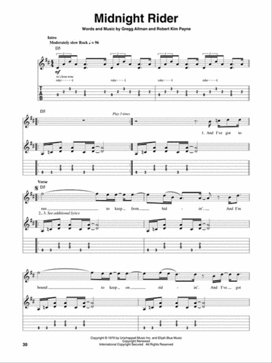 Duane Allman Duane Allman Guitar Tablature scores gallery preview page 7