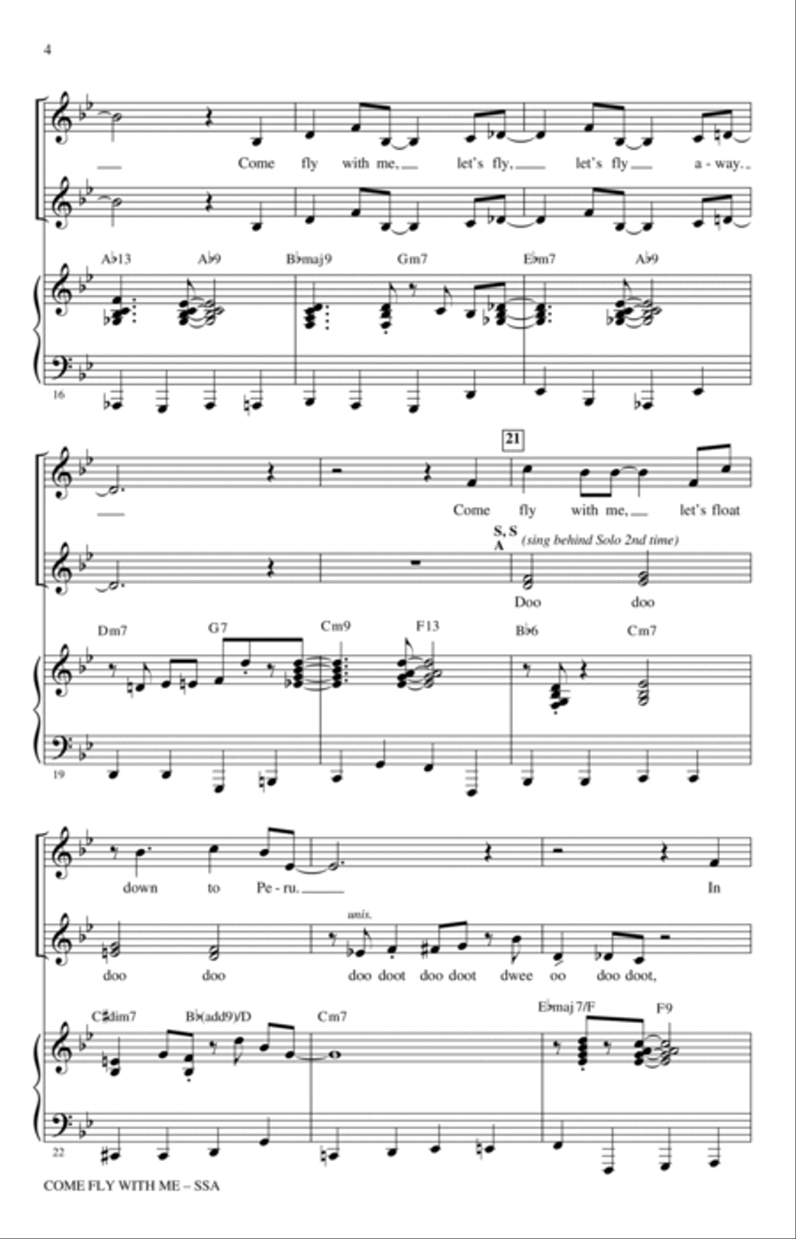 Come Fly With Me (arr. Kirby Shaw) SSA scores gallery preview page 3