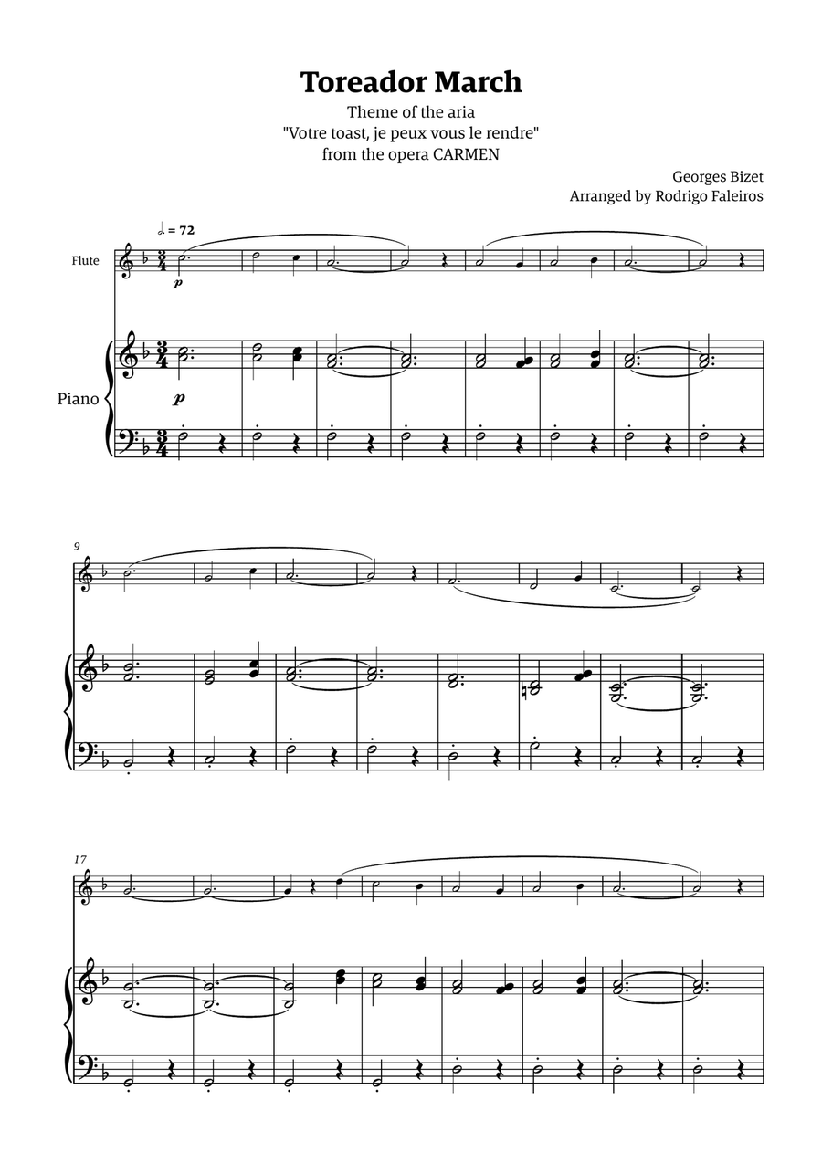 Toreador March (from the opera Carmen) - easy version Chamber Music scores gallery preview page 1