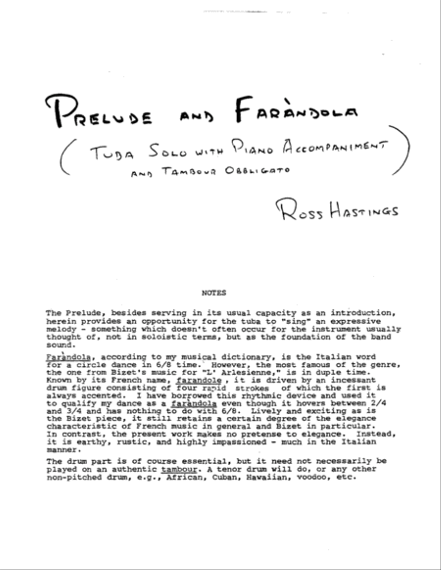 Prelude and Farandola Prelude and Farandola Tuba scores gallery preview page 1