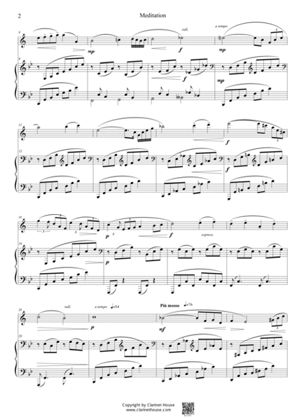 Meditation from The Opera ' Thais' for Clarinet Solo & Piano