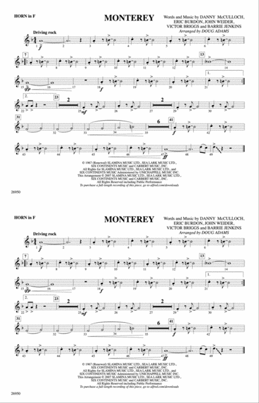Monterey: 1st F Horn Marching Band scores gallery preview page 1