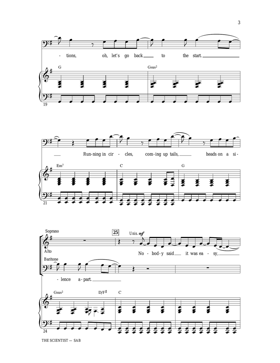 The Scientist (arr. Ed Lojeski) 3-Part scores gallery preview page 3