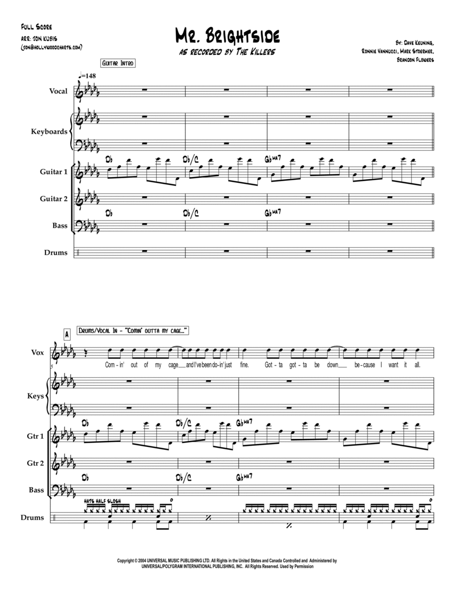 Mr. Brightside - Score Only Score scores gallery preview page 1