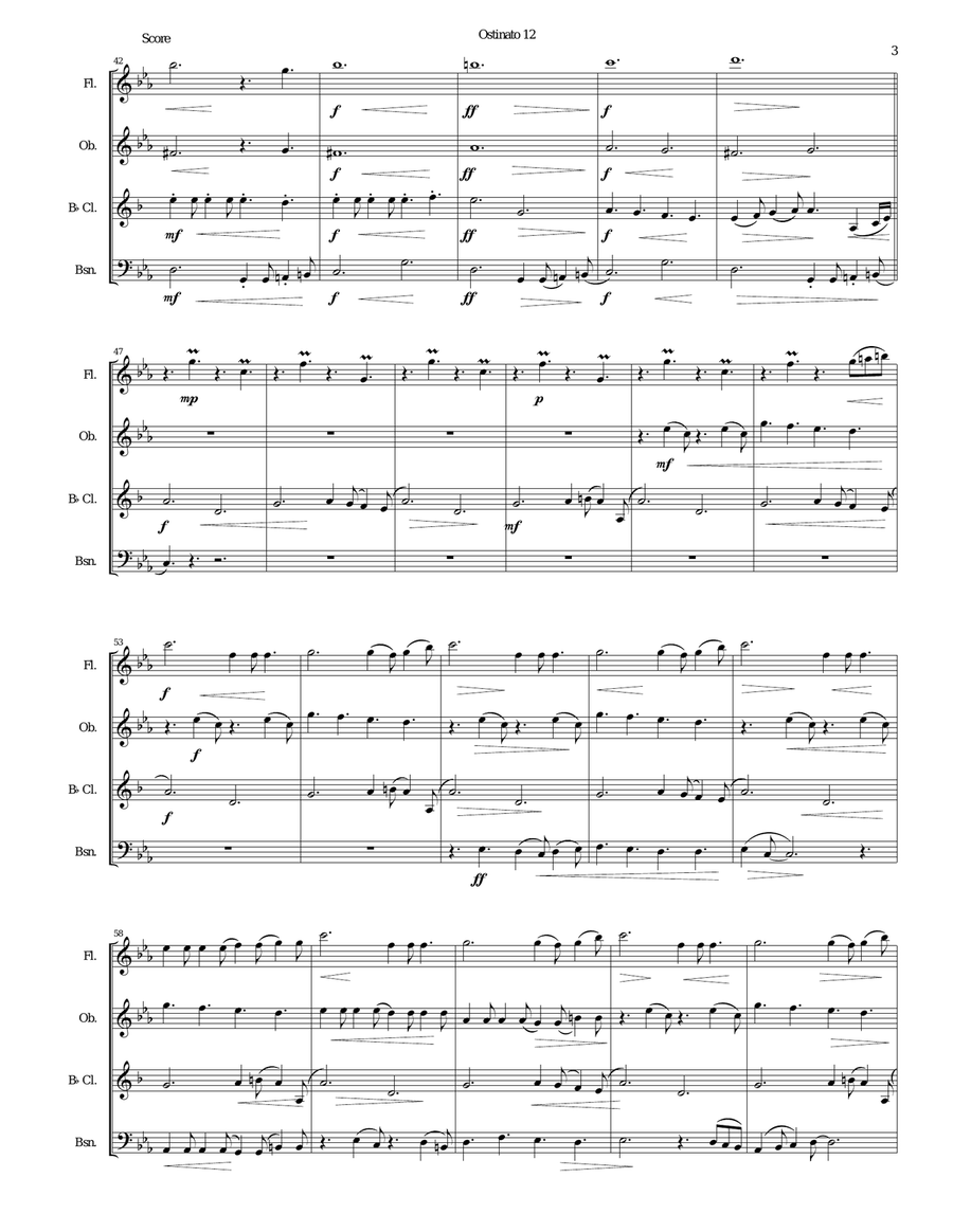 Ostinato 12 for wind quartet Woodwind Quartet scores gallery preview page 3